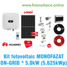 Kit fotovoltaic monofazat ON-GRID 5.625kWp (HUAWEI, LONGi, K2 Systems)